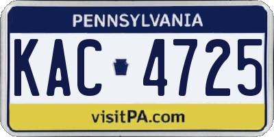PA license plate KAC4725