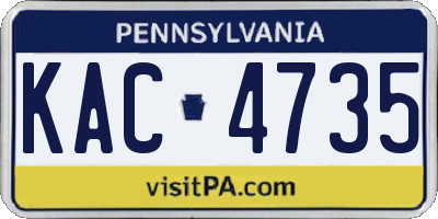 PA license plate KAC4735