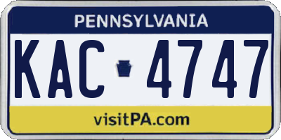 PA license plate KAC4747