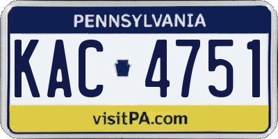 PA license plate KAC4751