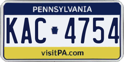 PA license plate KAC4754