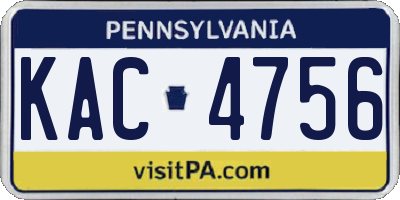 PA license plate KAC4756