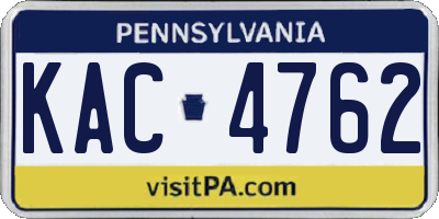 PA license plate KAC4762