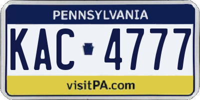PA license plate KAC4777