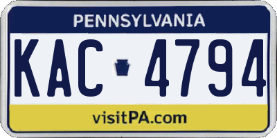 PA license plate KAC4794