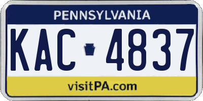 PA license plate KAC4837