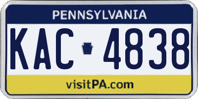 PA license plate KAC4838