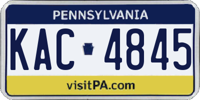 PA license plate KAC4845