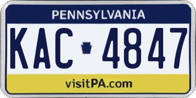 PA license plate KAC4847