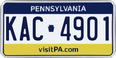 PA license plate KAC4901