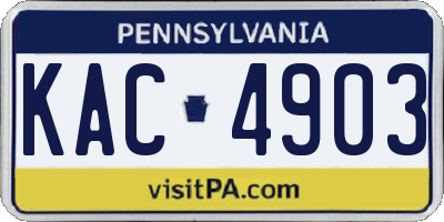 PA license plate KAC4903