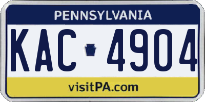 PA license plate KAC4904