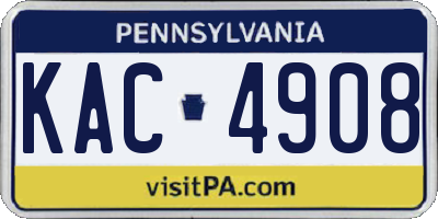PA license plate KAC4908