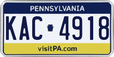 PA license plate KAC4918