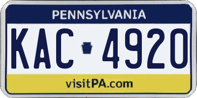 PA license plate KAC4920