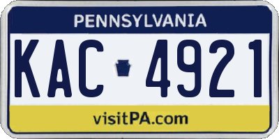 PA license plate KAC4921