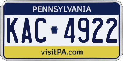 PA license plate KAC4922