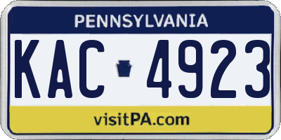 PA license plate KAC4923