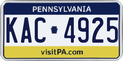 PA license plate KAC4925