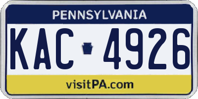PA license plate KAC4926