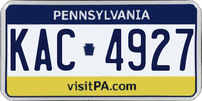 PA license plate KAC4927