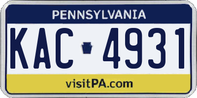 PA license plate KAC4931