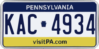 PA license plate KAC4934