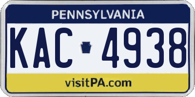 PA license plate KAC4938