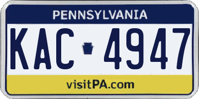 PA license plate KAC4947