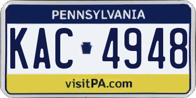 PA license plate KAC4948