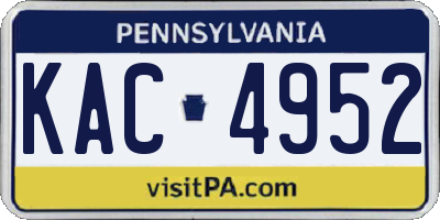 PA license plate KAC4952