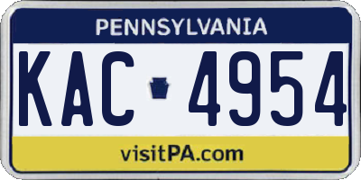 PA license plate KAC4954
