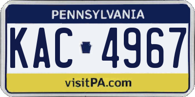 PA license plate KAC4967