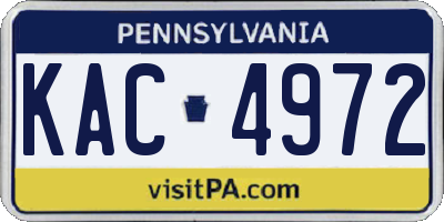 PA license plate KAC4972