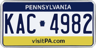 PA license plate KAC4982