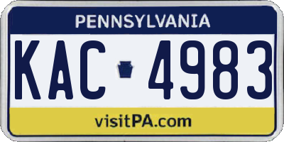 PA license plate KAC4983