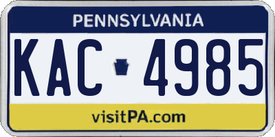 PA license plate KAC4985