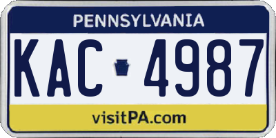 PA license plate KAC4987