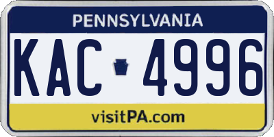 PA license plate KAC4996