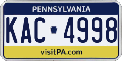 PA license plate KAC4998