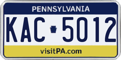 PA license plate KAC5012