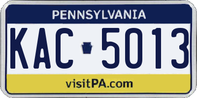 PA license plate KAC5013