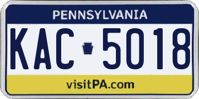 PA license plate KAC5018