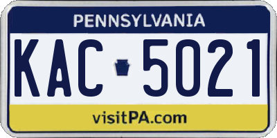 PA license plate KAC5021