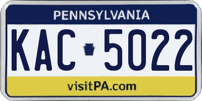 PA license plate KAC5022
