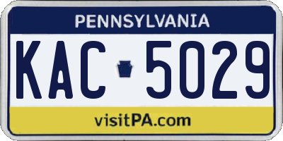 PA license plate KAC5029