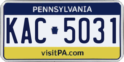 PA license plate KAC5031