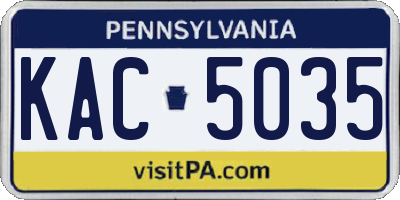 PA license plate KAC5035