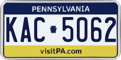 PA license plate KAC5062