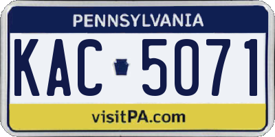 PA license plate KAC5071
